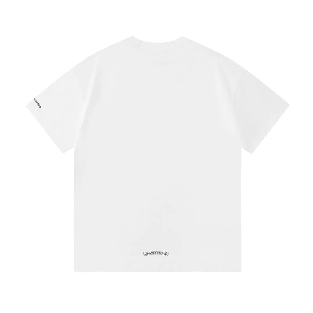 P150 Chrome Hearts 2026 early spring new style Breast pocket Thread printed logo Uniform short-sleeved T-shirt for men and women · Customized 300g 100% double yarn pure cotton fabric · Custom dyed 32 count double-strand thread · Collar label, hangtag, main mark and three labels complete Color: White Size: XS S M L